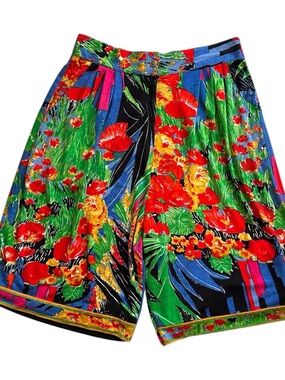 Tropical Floral High-Waist Women's Bermuda Shorts - Multicolor